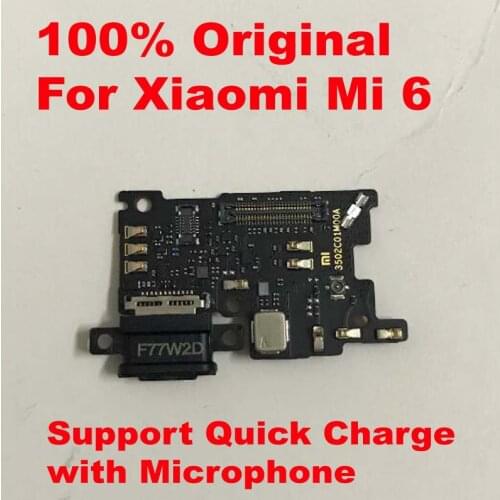 100% Original Charging Port PCB Board USB Charge Dock Connector with Microphone Flex Cable For Xiaomi Mi 6 Mi6 M6