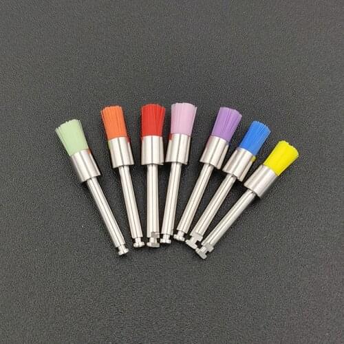 100pcs/Box Dental Lab Nylon Polishing Brushes Flat Shape Latch Type (RA) Flat Polisher Prophylaxis Brushes Dental Disposables