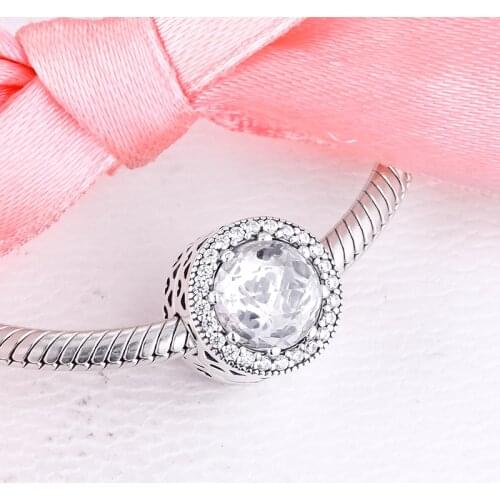 100% 925 Sterling Silver Jewelry Radiant Hearts Clip Charm Fits for Brand Logo Fashion Women Bracelet For Women Gift