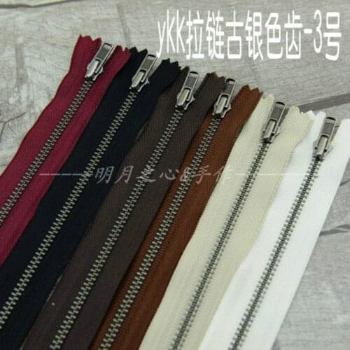 12pcs/lot 3# 30cm VINTAGE Metal YKK Zipper CLOSE END Off White Red Black Coffee Handbag Wallet Arts Crafts DIY