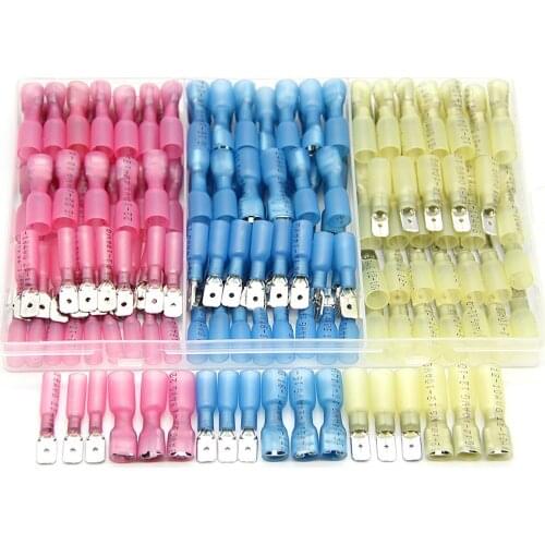 140pcs Electrical Heat Shrink Spade Wire Connectors Terminals Quick Disconnects