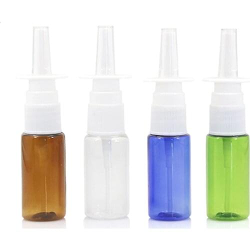 2Pcs/Lot 15ml colorful PET Empty bottle Plastic Nasal Spray Bottles Pump Sprayer Mist Nose Spray Refillable Bottles For Medical