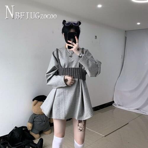 2020 Korean Grey Color Sweatshirts Bf Style Loose Long Sleeve Female Sweatshirts
