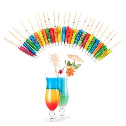 50Pcs Mixed Color Mini Umbrellas Parasol Snack Cocktail Party Pick Decoration