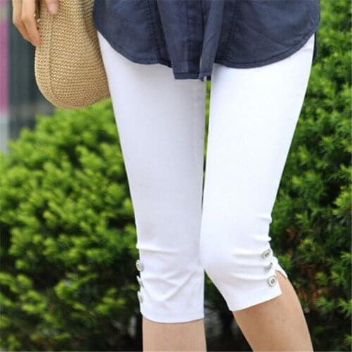 High elasticity Breeches Summer Candy Color Capris Pants Women Thin Summer Pants Ladies High Waist Elastic Pants