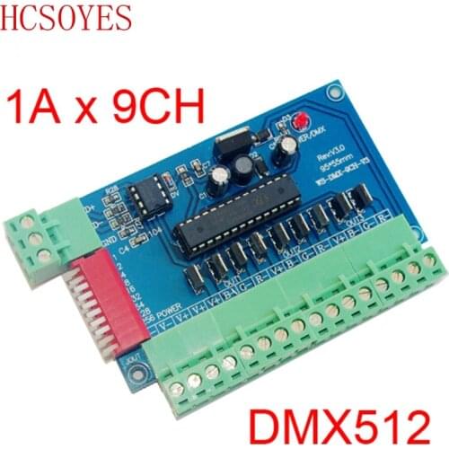 DC5V-24V 9CH DMX512 LED Decoder 9 channel DMX 3P Constant voltage controller dimmer For led lights lamp