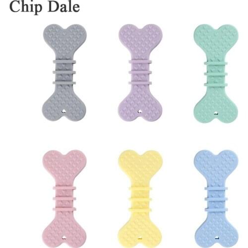 Chip Dale 5PCS Silicone Baby Teether BPA Free Dog Bones Shaped Teething Toy Molar Sticks Baby Chew Pendant DIY Pacifier Clip