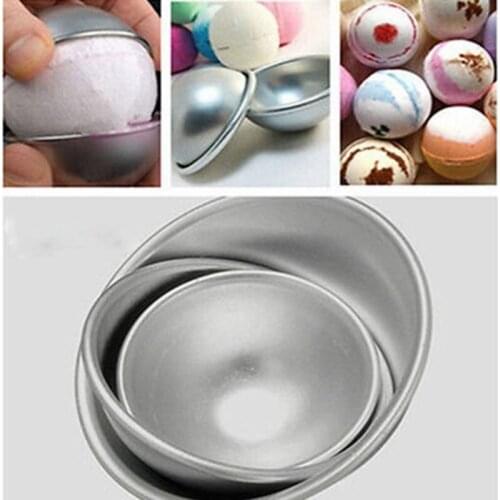 10Pcs/lot Cake Mold 3D Aluminum Alloy Ball Sphere Bath Bomb Mold Cake Baking Pastry Mould 4.5 x 2cm 5.5 x 2.5cm 6.5 x 3cm
