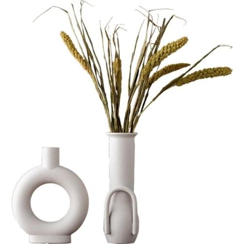 Nordic Ceramic Vase Home Accessories Creative Off-white Simple Mini Flower Arrangement Vase Modern Home Decoration Craft Gift