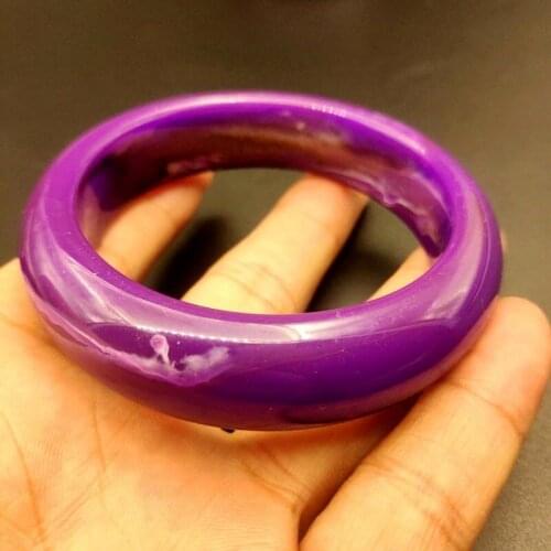 Chinese Natural Violet Hand-carved Wide Bar Jade Bracelet Fashion Boutique Jewelry Men and Women Purple Bracelet