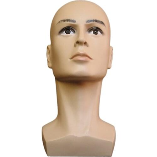 Bald Mannequin Head Male Professional Cosmetology Model for Wig Making Eyeglasses Jewelry Hats Displaying
