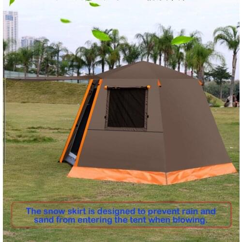 Outdoor Automatic 5-8 Person Rainproof Ventilated Thickened Hexagonal Aluminum Double-Layer Multifunctional Tent For Camping