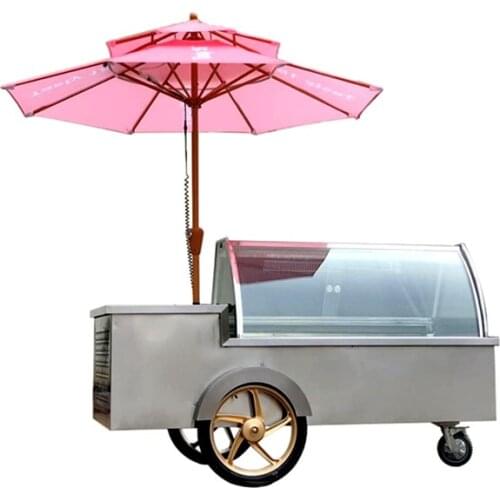 Mobile freezer hard ice cream cart machine showcase freezer for ice cream