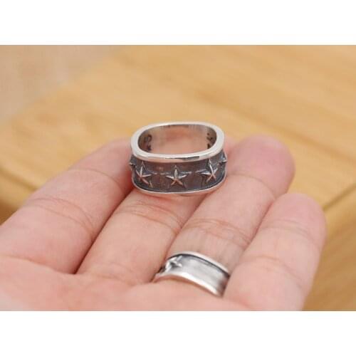 925 Sterling Silver star mens ring rings jewelry A5785