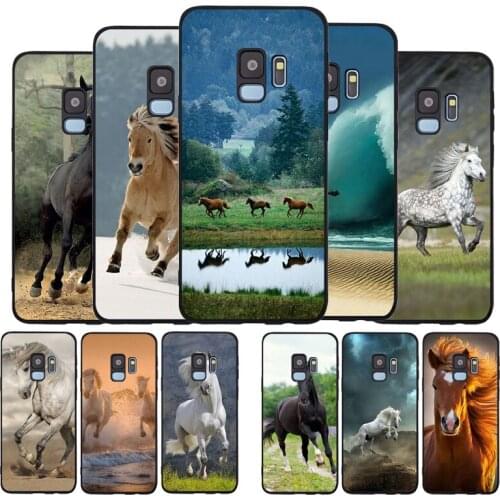Horse Animal Running Soft Case For Samsung S20 S10 S9 S8 S7 S6 EDGE Plus Lite For Note 8 9 10 Cover A7 A8 A9 black Cases