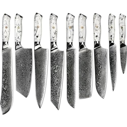 Amber 67 Layers VG10 Damascus Steel Turquoise Stone Handle Knife set Black TAX