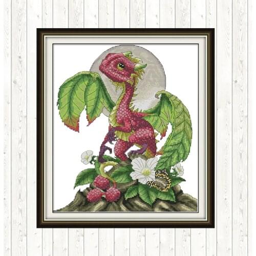 Raspberry Dragon Cross Stitch Kits Wall Home Decor DIY Embroidery Needlework Sets Counted Dmc 14ct 11CT Cross Stitch Needlepoint