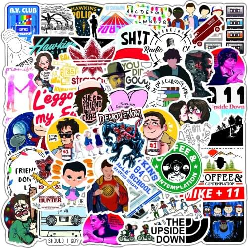 10/50pcs Pack Stranger Things Stickers Waterproof PVC Skateboard Snowboard Motorcycle Bicycle Guitar Laptop Sticker Kids Toys