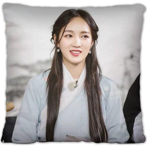 Sister Riding The Wind and Waves Meng Jia Pillowcase Star Photo Poster Cushion Cover Souvenir Throw Pillow Cover Turquoise Decor