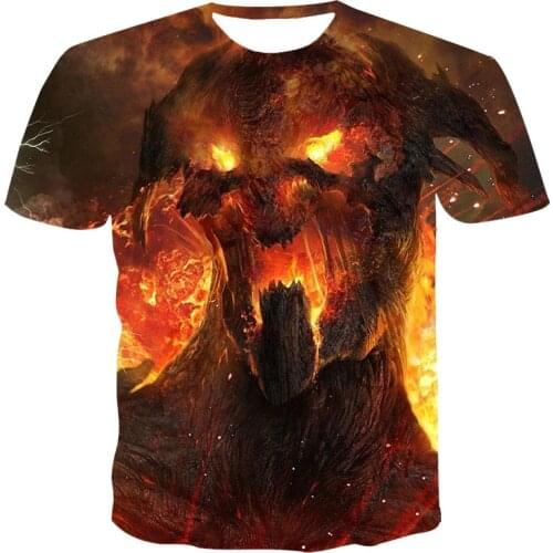 2021 New Summer Unisex Short-Sleeved T-Shirt 3D Printing Volcanic Eruption Magma Series Round Neck Pullover XXS-6XL