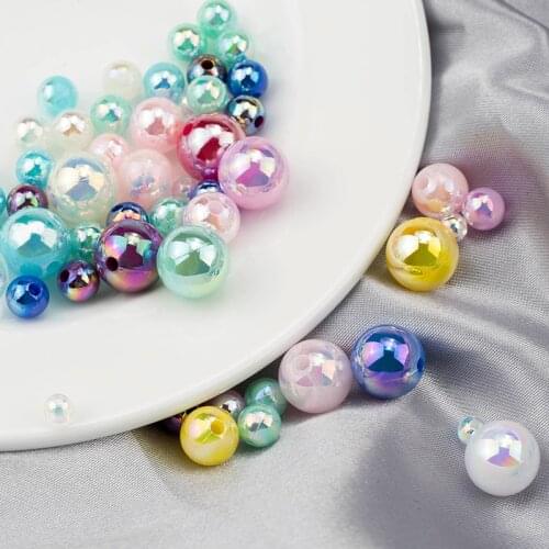 4/6/8/10mm Round ABS Imitation Pearl Beads Mixcolor With Straight Hole For Handmade DIY Bracelet Jewelry Accessories 100-500PCS