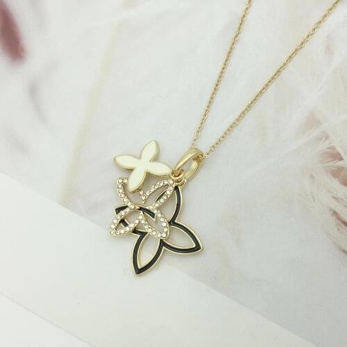 Three Layer Four-Leaf Clover Necklace Gold Color Rhinestone Pendant Long Chain Necklaces For Women Girl Gift Summer Jewelry