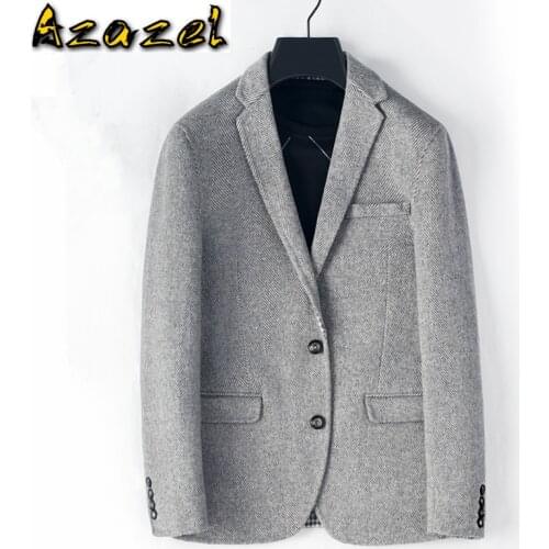 Azazel Mens Wool Coat Spring Autumn Double-sided Woolen Coat Men Jacket Casual Blazer Overcoat Abrigo Hombre 3A3821 KJ4280