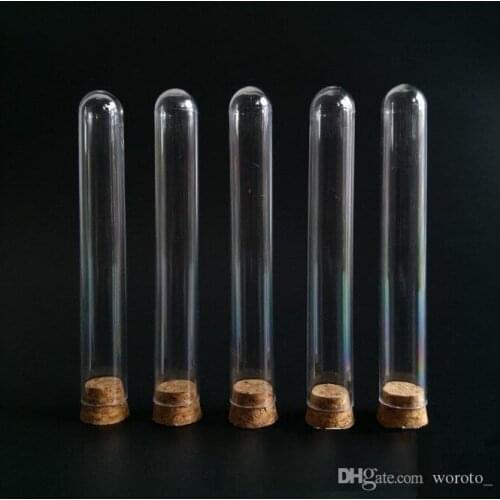 Plastic Test Tube With Cork Stopper 4-inch 15x100mm 11ml Clear ,Food Grade Cork Approved , Pack 100 , All Size Available In Our