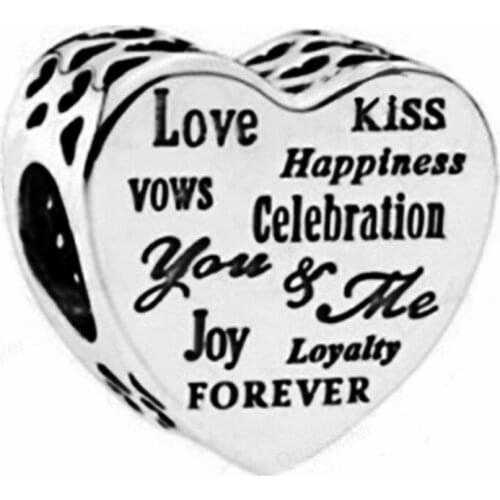 925 Sterling Silver Charms LOVE Heart European Bead Fit Bracelet Chain DIY Pendant Charm Beads Girl Women Jewelry Making