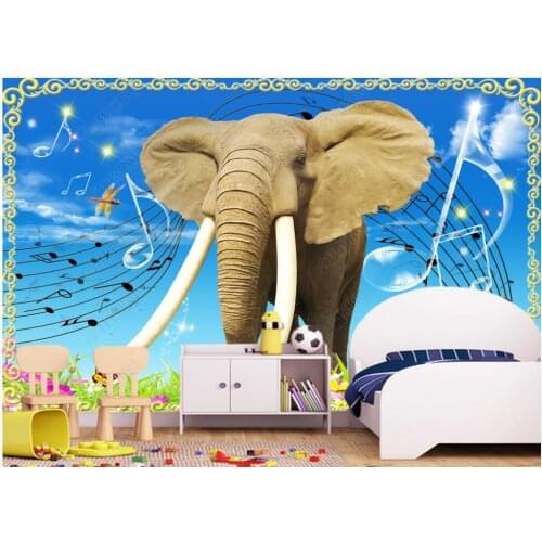 Custom photo wallpaper for walls 3 d mural Fresh sky cartoon elephant children room background wall papers home decor