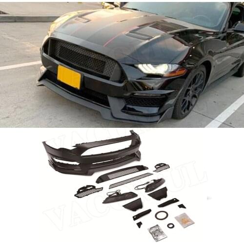 PP Fins Front Bumper Lip Car Front Bumper Lower Grill Grille Cover For Ford Mustang 2018 - 2020 GT350 Style Body Kits