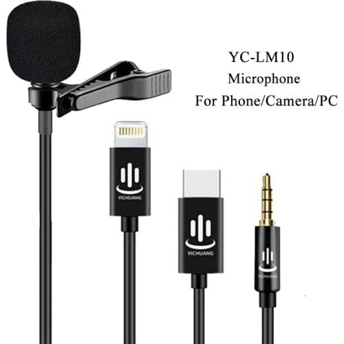 Professional Lavalier Condenser Microphone Audio Video Recording Fit for iOS/Andiord /PC/Camera