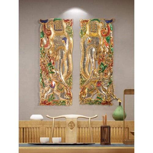 Wood Carving Wall Decorations Hollow Carved Board Style Living Room Wall Decoration Pendant Solid Wood Porch Ornaments