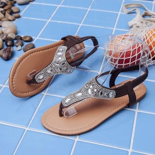 Sandales 2020 Womens Elastic Band Rhinestone Sequins Flip Flops Waterproof Platform Sandals summer women shoes rhinestone