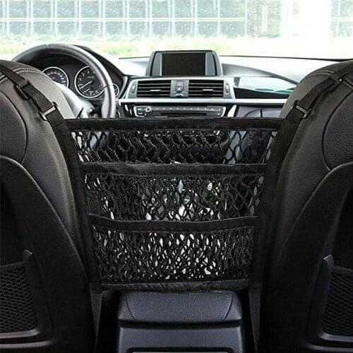 Car Net Organizer Standard Between Seat Mesh Storage Net with Pockets Front Seat Dog Barrier for Cars