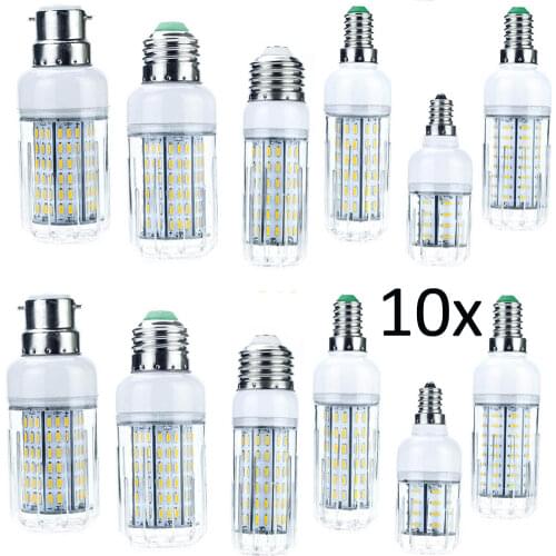 10Pcs E27 E12 E14 LED Corn Light Lamps 10W 20W 25W 30W 4014 SMD E26 LED Lamp 110V 220V 36 72 96 138LEDs Replace Halogen Ampoule