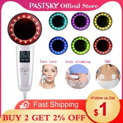 PASTSKY 6 In 1 Ultrasonic Cavitation Slimming Anti-Cellulite Body Massager EMS Fat Burner Weight Loss Skin Clean Care Tightening