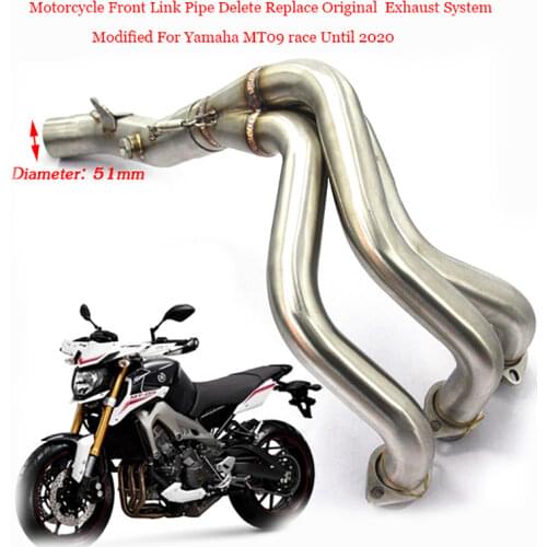For Yamaha MT09 race Motorcycle Stainless Steel Full Set Link Middle Pipe 51mm Exhaust Muffler Pipe Non-destructive installation