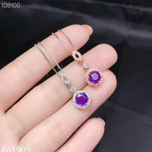 KJJEAXCMY boutique jewelry 925 sterling silver inlaid amethyst gemstone female necklace pendant