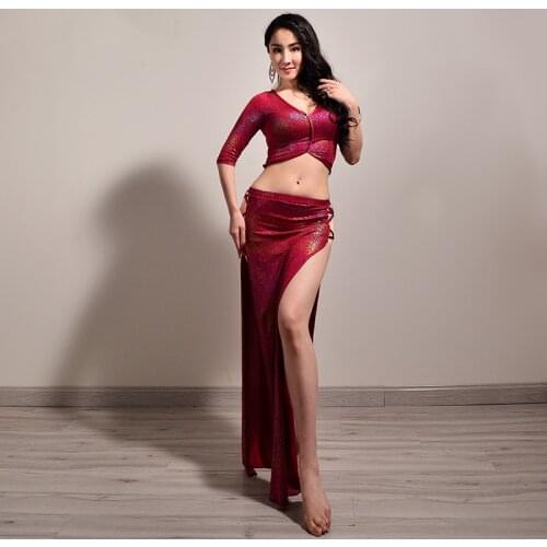 Belly Dance Clothes For Women Practice Clothing Oriental Dance Performance 2 Piece Suit Red/Blue Bellydance Costumes DQL4123