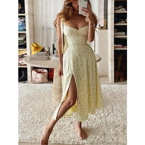 Tossy Women Summer Maxi Dress 2021 Boho Straghtti Strap Floral Print Dress Holiday Party Backless Elegant Vestidos Beach-Wear