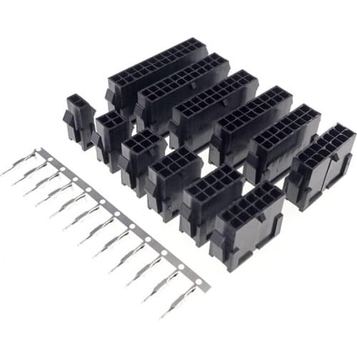 10sets 3.0mm Micro-Fit 3.0 Connector Plug Housing 2 Pin 4 6 8 10 12 14 16 18 20 22 24 P Panel Mount Ears + Terminal Molex 43020