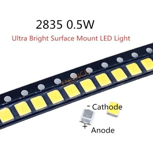 100pcs SMD LED 2835 White Chip 0.5 W 3.0-3.6V 150mA 50-55LM Ultra Bright Surface Mount LED Light Emitting Diode Lamp