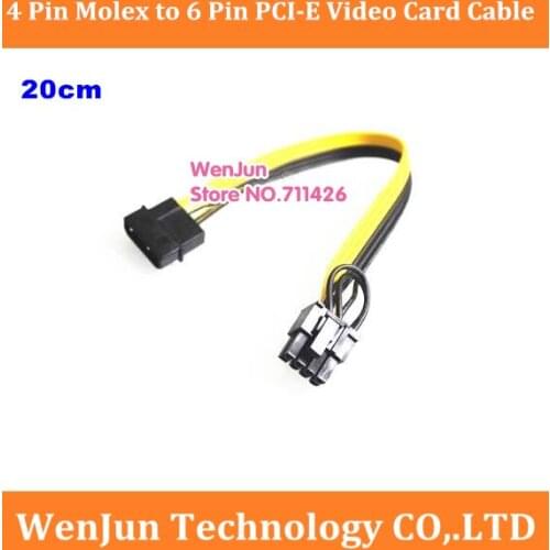Top Sale 20CM NEW 4 Pin Molex to 8Pin(6+2) PCI-Express PCIE Video Card Power Converter Adapter Cable 10pcs~ 100pcs/lot