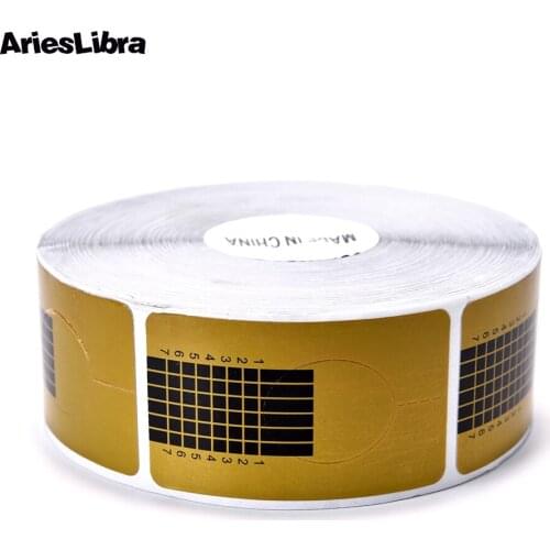 500pcs Golden Nail Form Acrylic Curve Nails Gel French Nail Extension Nail Art Guide Form Biulder Sticker Tips Manicure Stencil