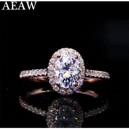 AEAW 18K Yellow Gold 1ct Moissanite Engagement Diamond Ring EF VVS With national certificate for Women