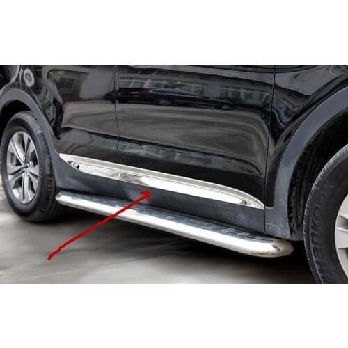 High quality Stainless Steel body side moldings side door decoration for Hyundai Santa Fe ix45 2013-2017