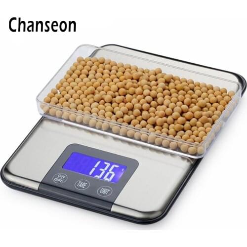 Chanseon Digital Kitchen Scale 15KG x 1g Protein Food Die Postal Fish Balance Cuisine Lcd Eletronic Weighing Precision Scales