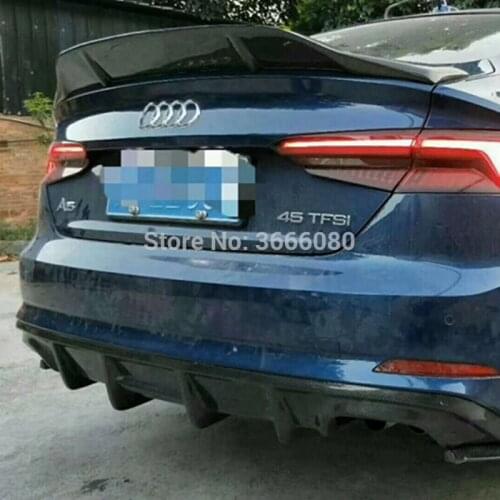 For Audi A5 S5 Sedan 4 doors 2017 2018 Carbon Fiber Rear Trunk Wing Lip Spoiler Rear Corner Bumper Protector Guard Covers