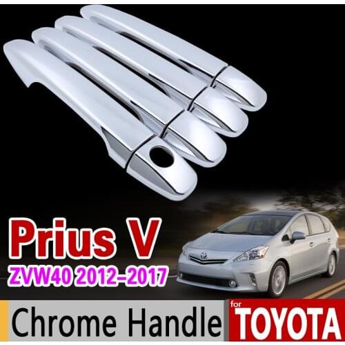For Toyota Prius V zvw40 2012 - 2017 Chrome Handle Cover Trim Prius 40 Grand Prius+ Wagon Car Accessories Stickers Car Styling